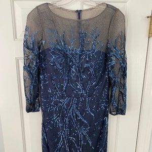 David Meister Blue Sequin Cocktail Dress
